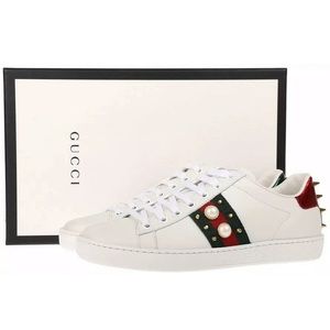 ***SOLD*** GUCCI ACE STUDDED PEARL SPIKE SNEAKERS